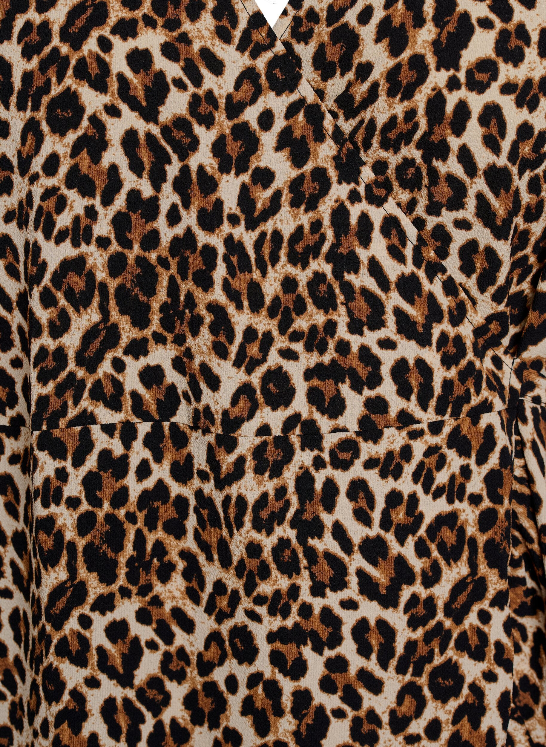 Zizzi Robe portefeuille florale &agrave; manches courtes, Marron, Packshot image number 2