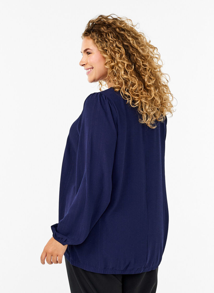 Bluse mit Silberglitzer, Blau, Model image number 2
