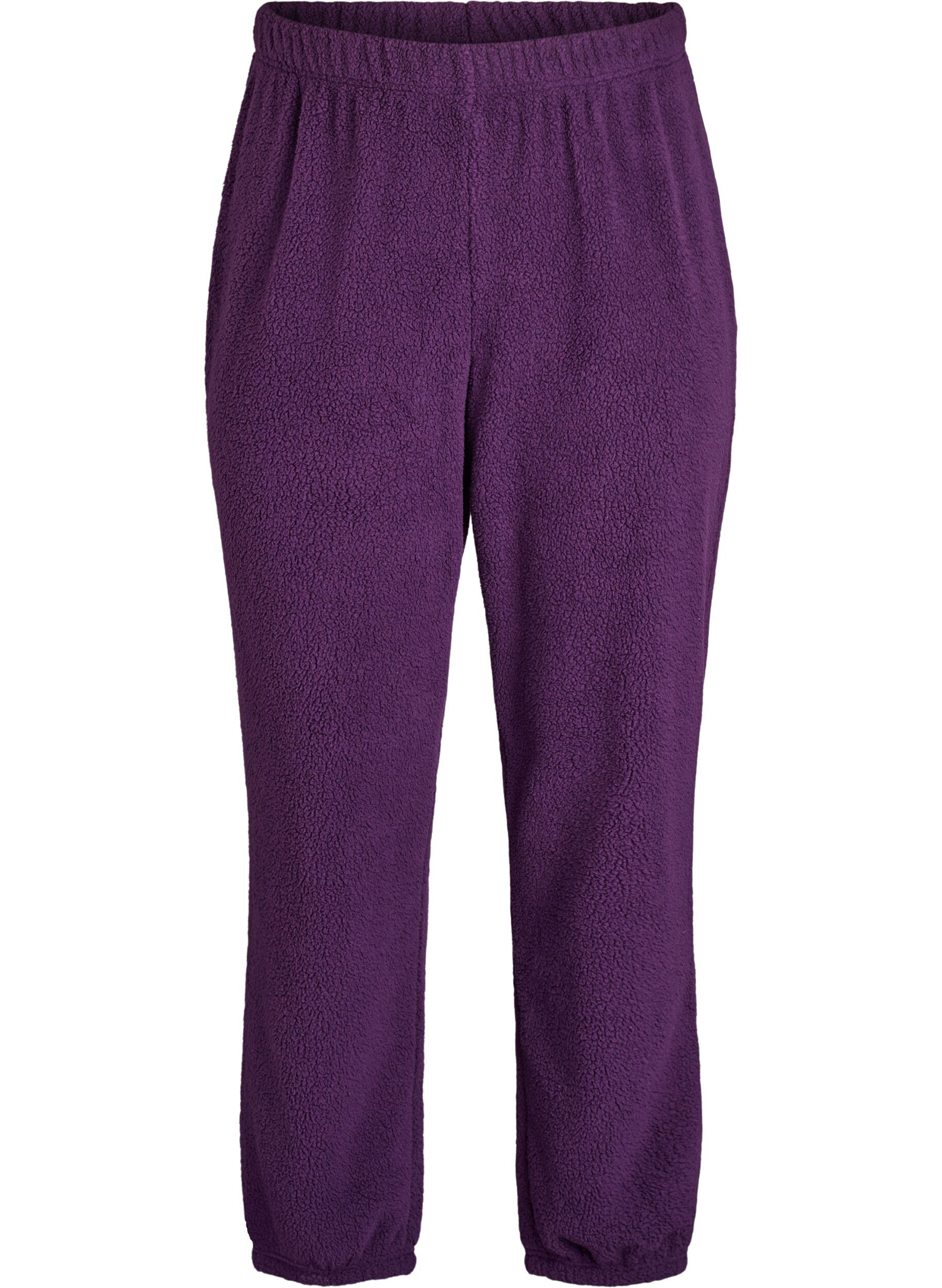 Pantalon taille haute en polaire nounours