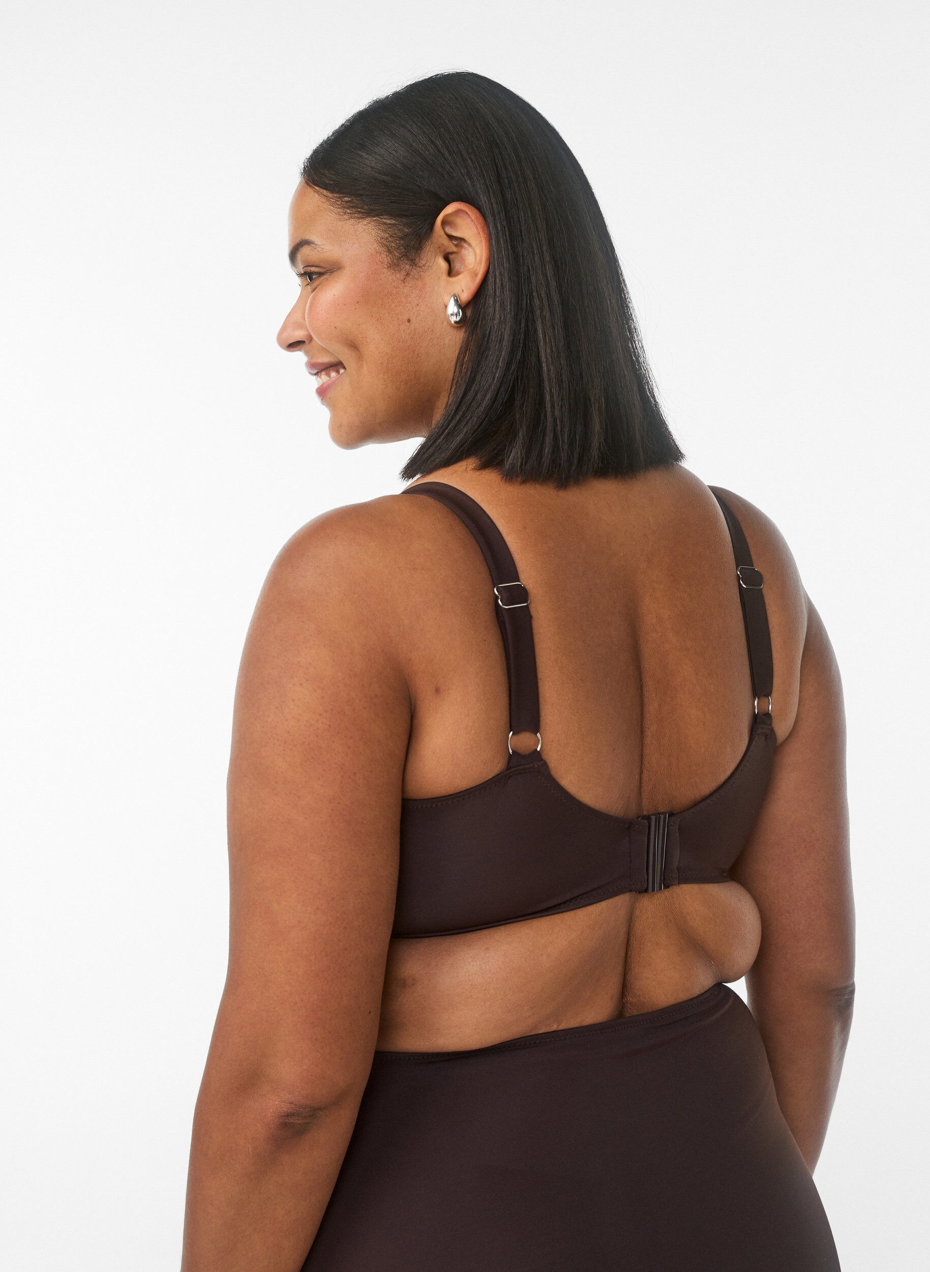 Zizzi Bikini-BH mit B&uuml;gel und Drapierung, Braun, Model image number 2