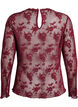 Blouse en maille à manches longues avec motif en dentelle, Bordeaux foncé, Packshot image number 1