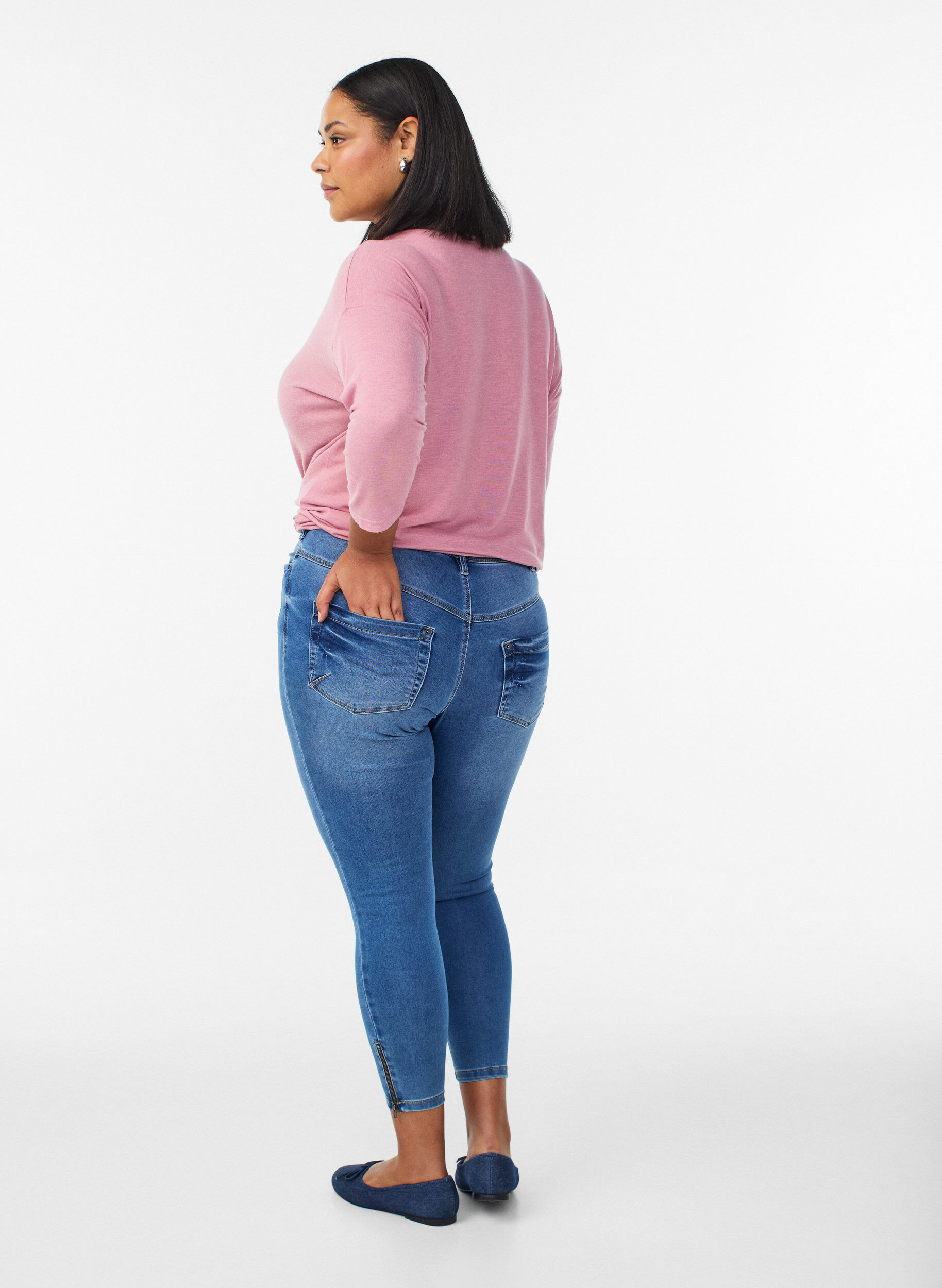 ZizziJean crop Amy avec d&eacute;tails zipp&eacute;s, Bleu, Model image number 1