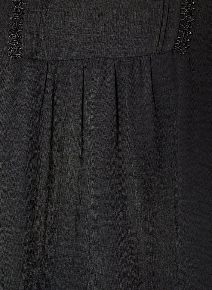 Blouse avec col en V et bande en crochet, Noir, Packshot image number 2