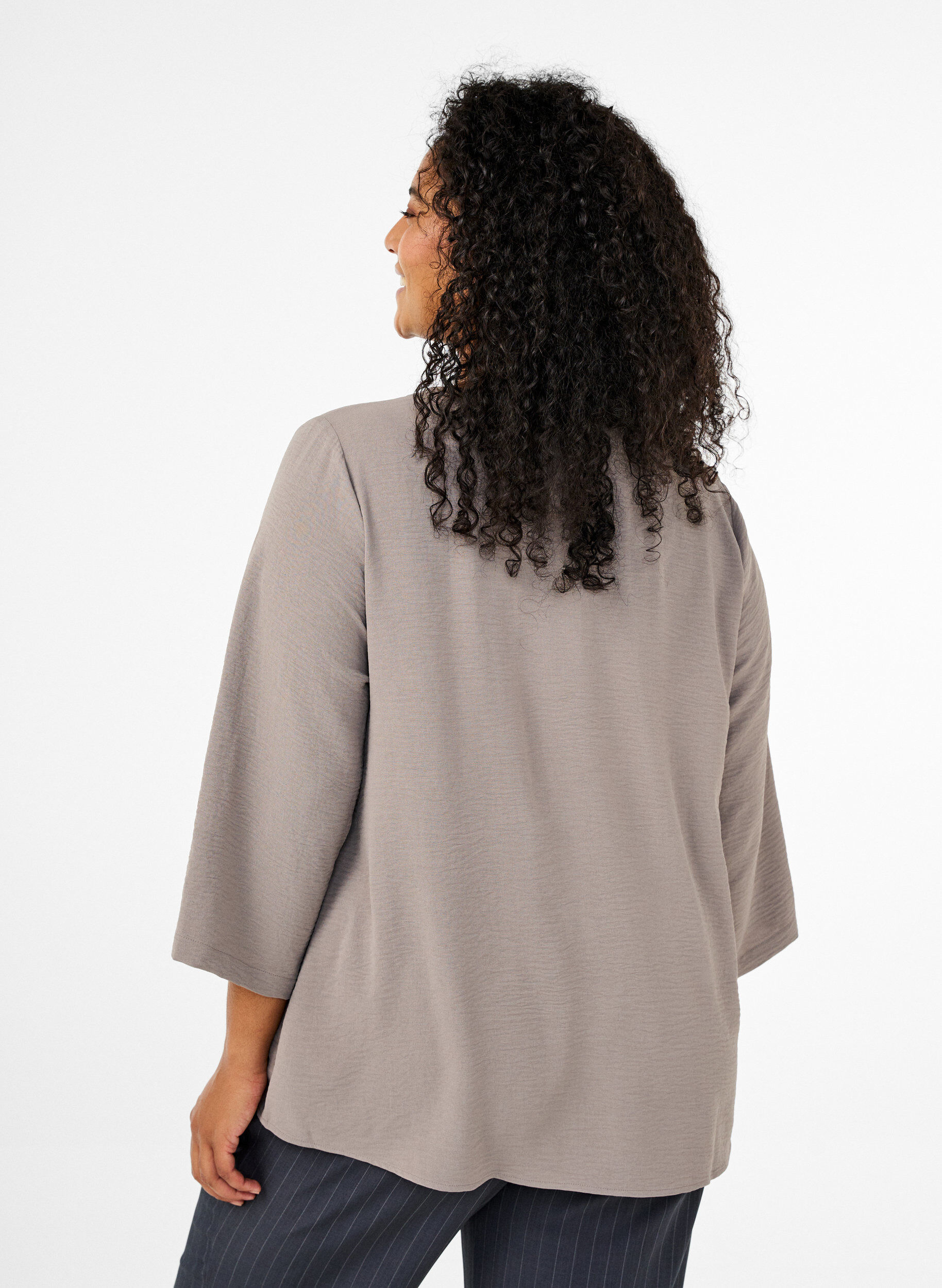ZizziChemisier &agrave; manches 3/4, Beige, Model image number 2