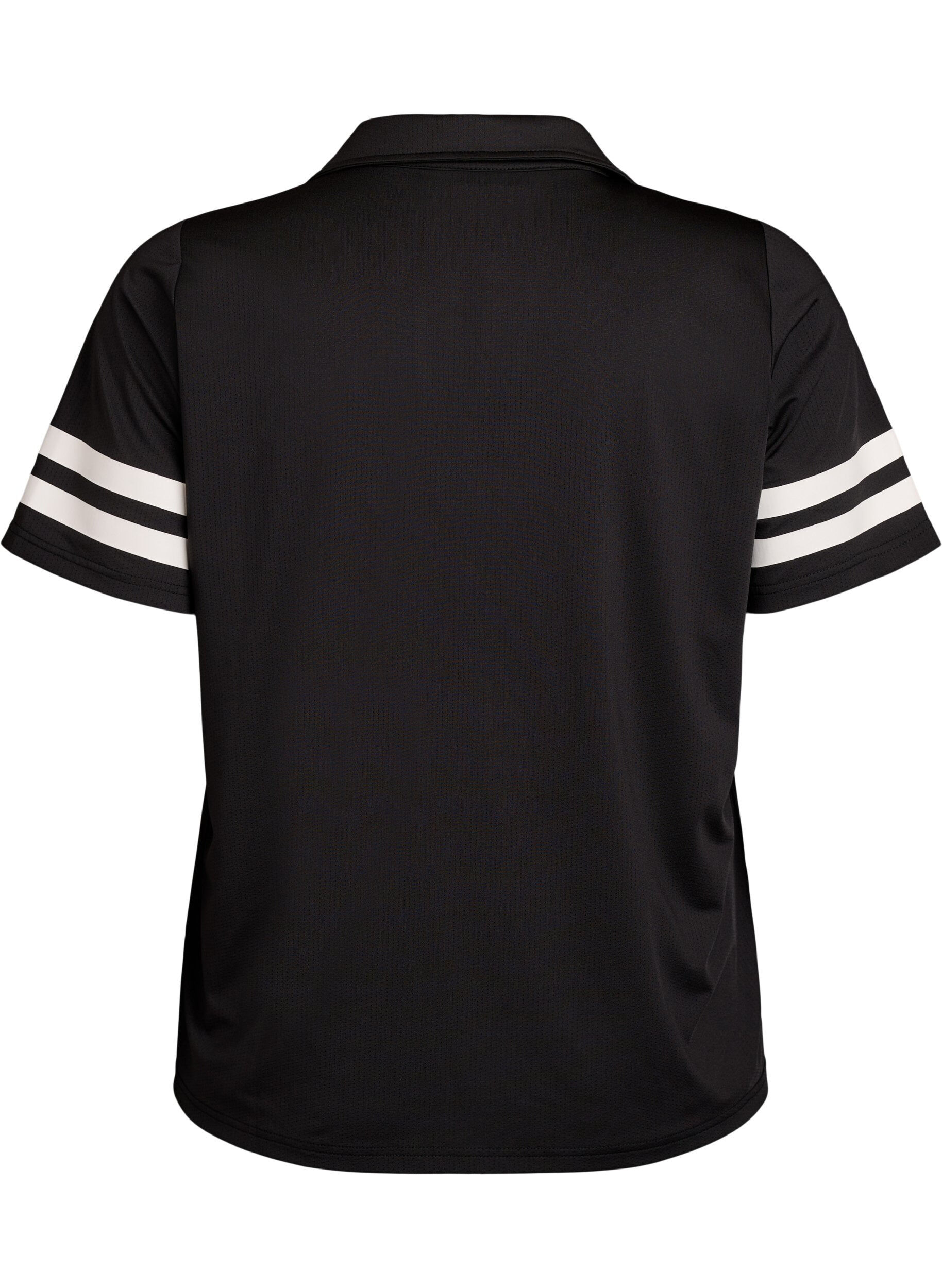 Zizzi Sportliches Poloshirt mit Streifen-Details, Schwarz, Packshot image number 1