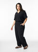 Pantalon ample en lin et viscose, Noir, Model image number 0