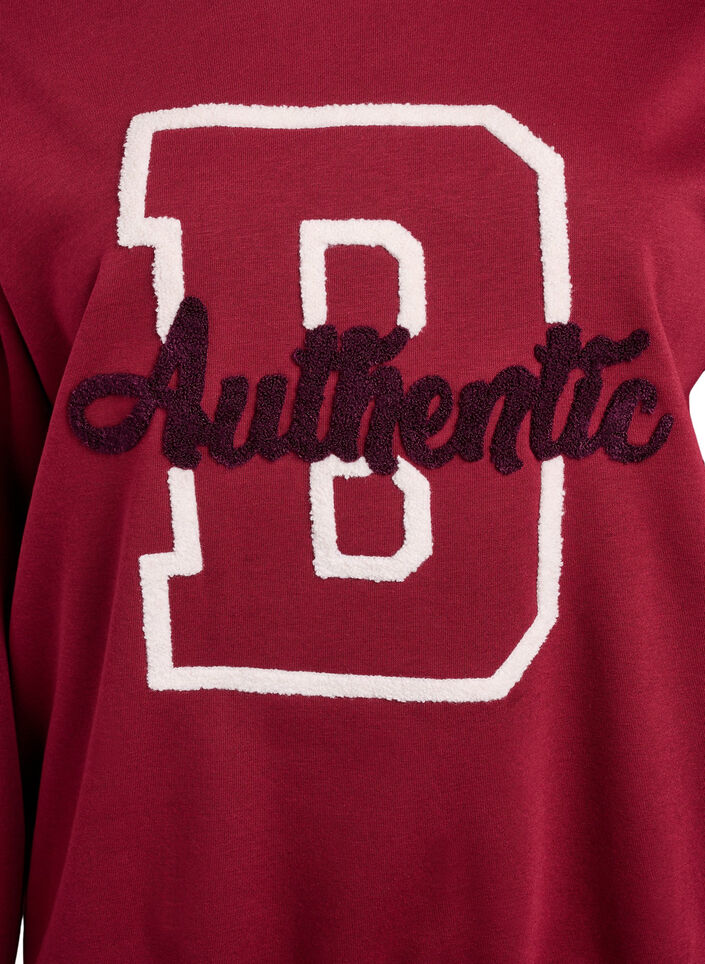 Sweat avec inscription en bouclette, Bordeaux fonc&eacute;, Packshot image number 2
