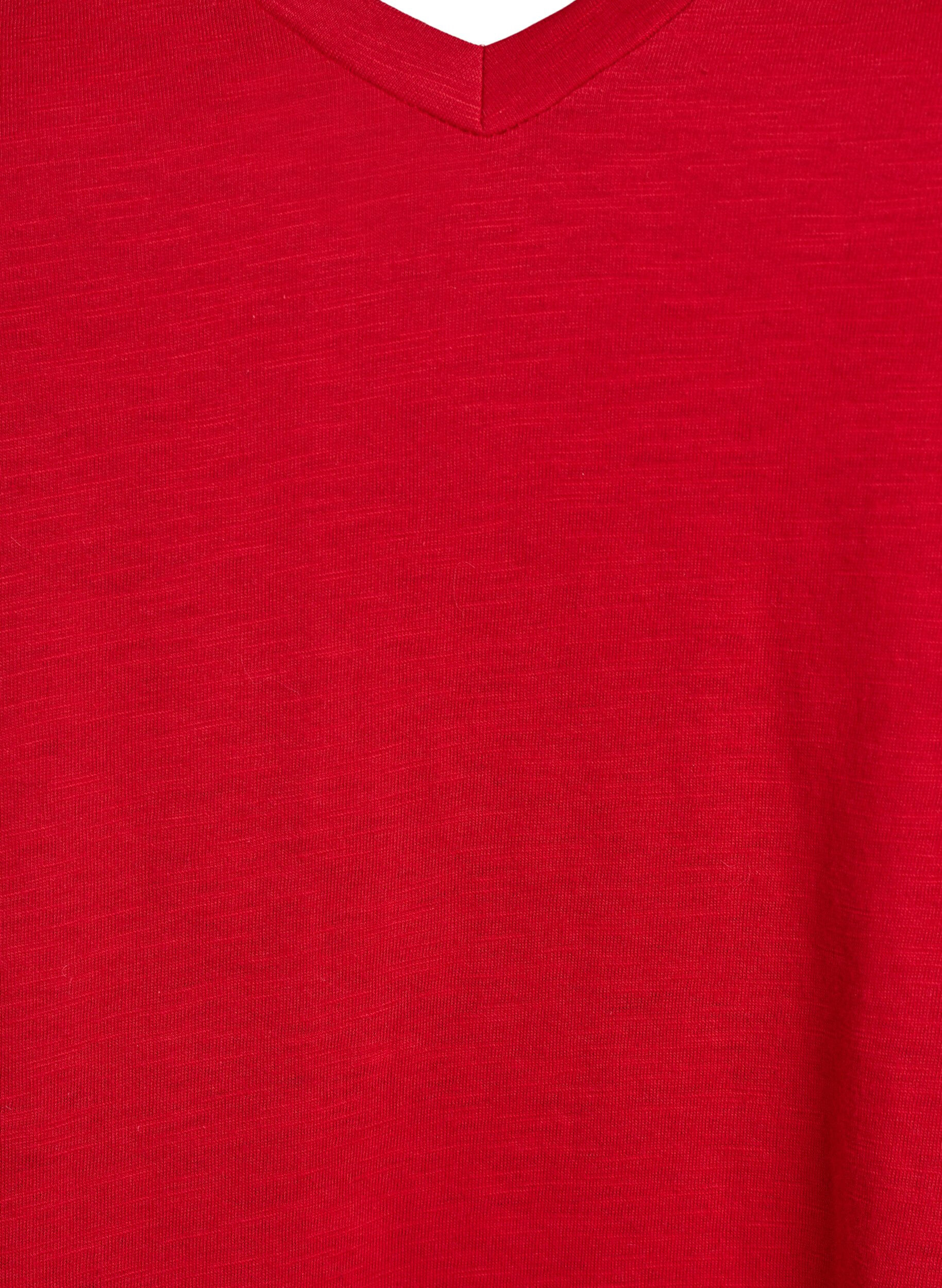 ZizziKurz&auml;rmliges Basic-T-Shirt mit V-Ausschnitt, Rot, Packshot image number 2