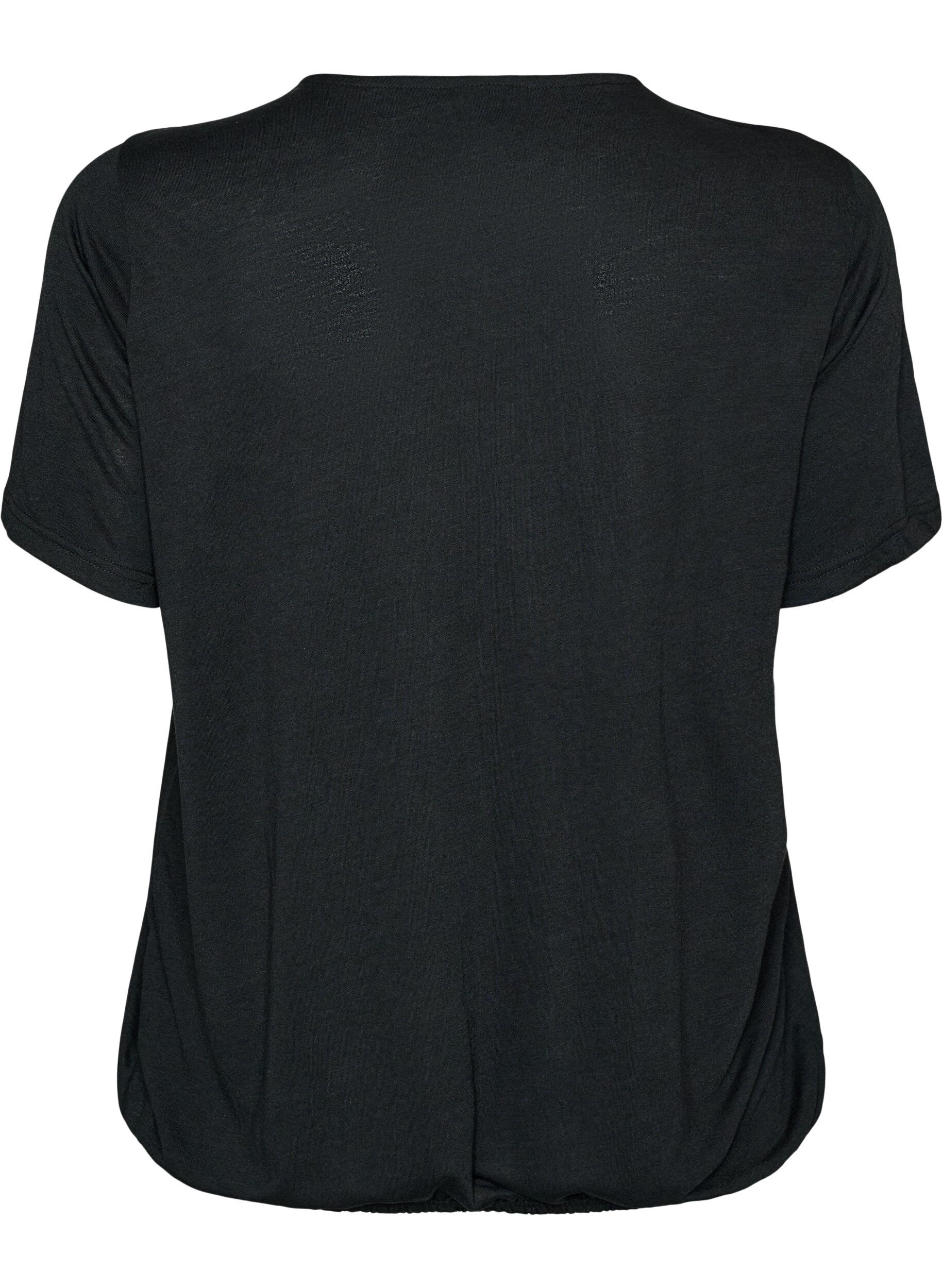 ZizziBluse mit Spitzeneinsatz und Ballon&auml;rmeln, Schwarz, Packshot image number 1