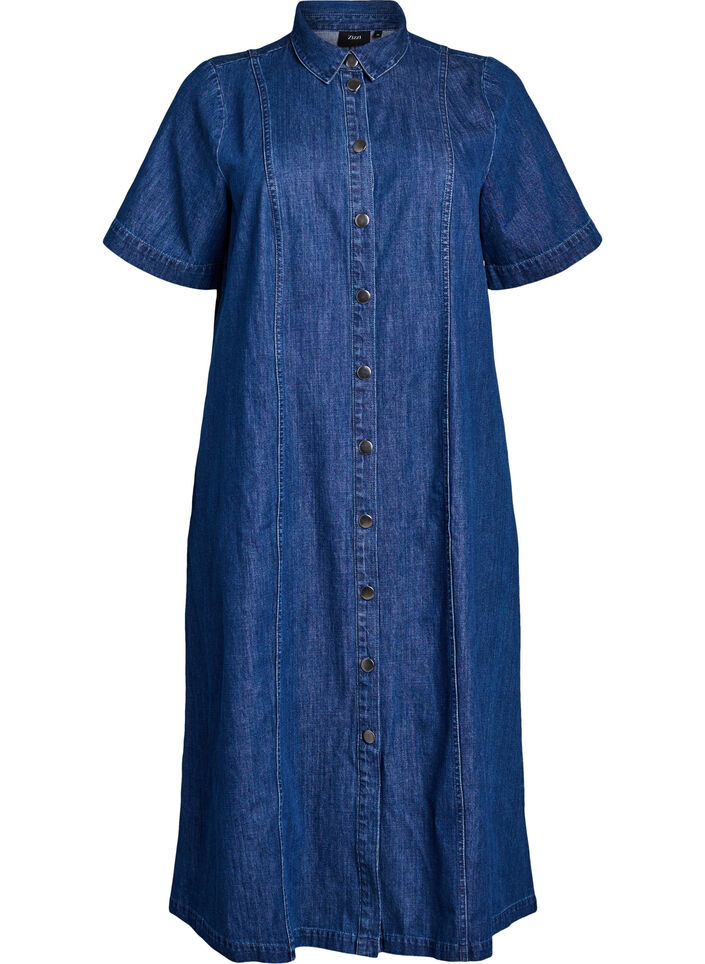 Robe-chemise en denim mi-longue, Bleu, Packshot image number 0