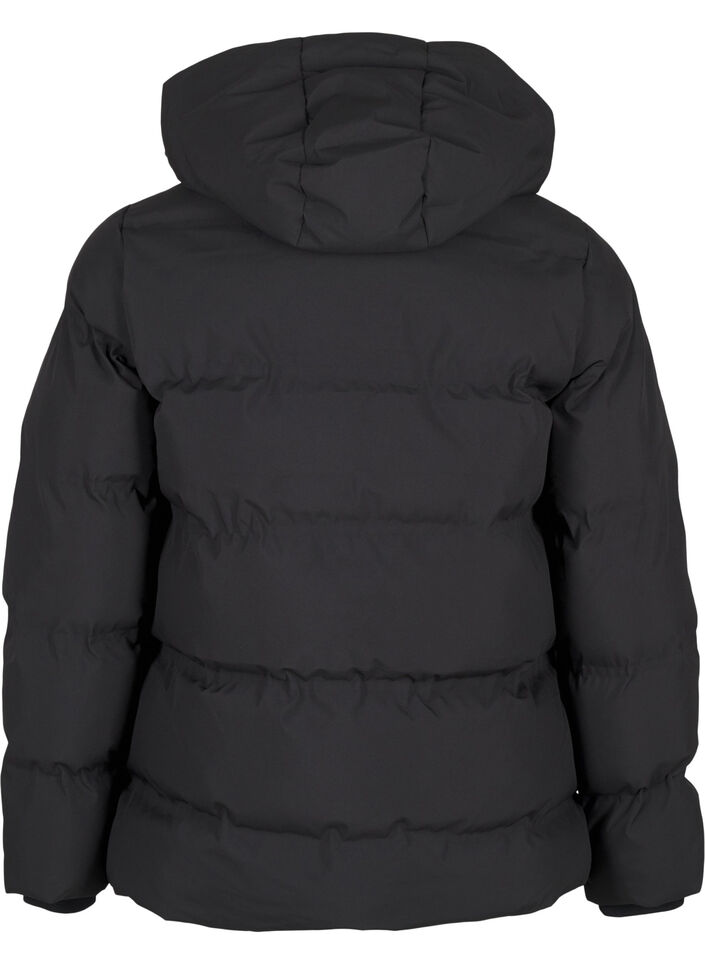 Kurze Steppjacke mit Kapuze, Schwarz, Packshot image number 1