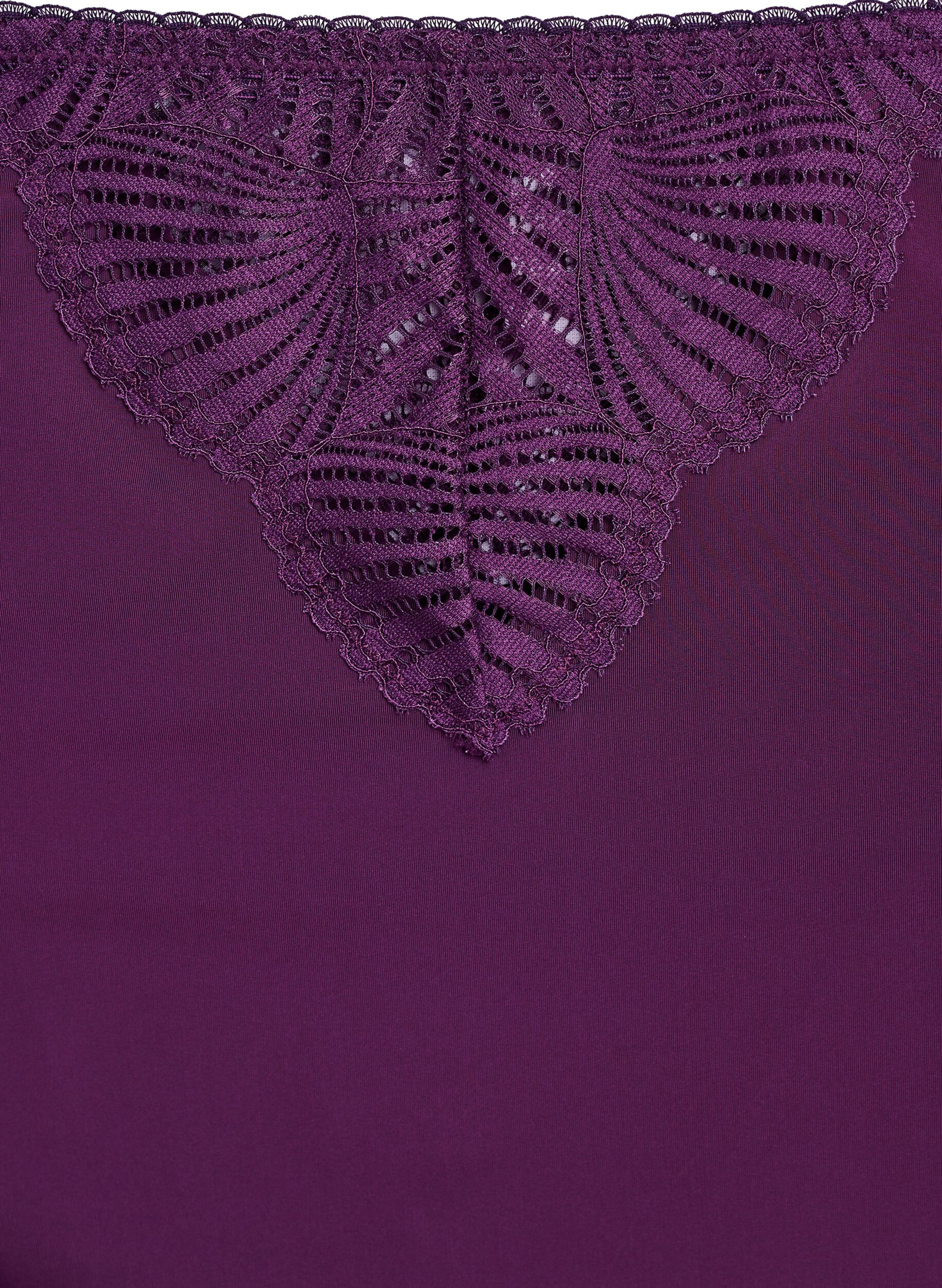 Zizzi Slip-Unterhose in Mikrofasergewebe mit Spitze, Dunkles Bordeaux, Packshot image number 2