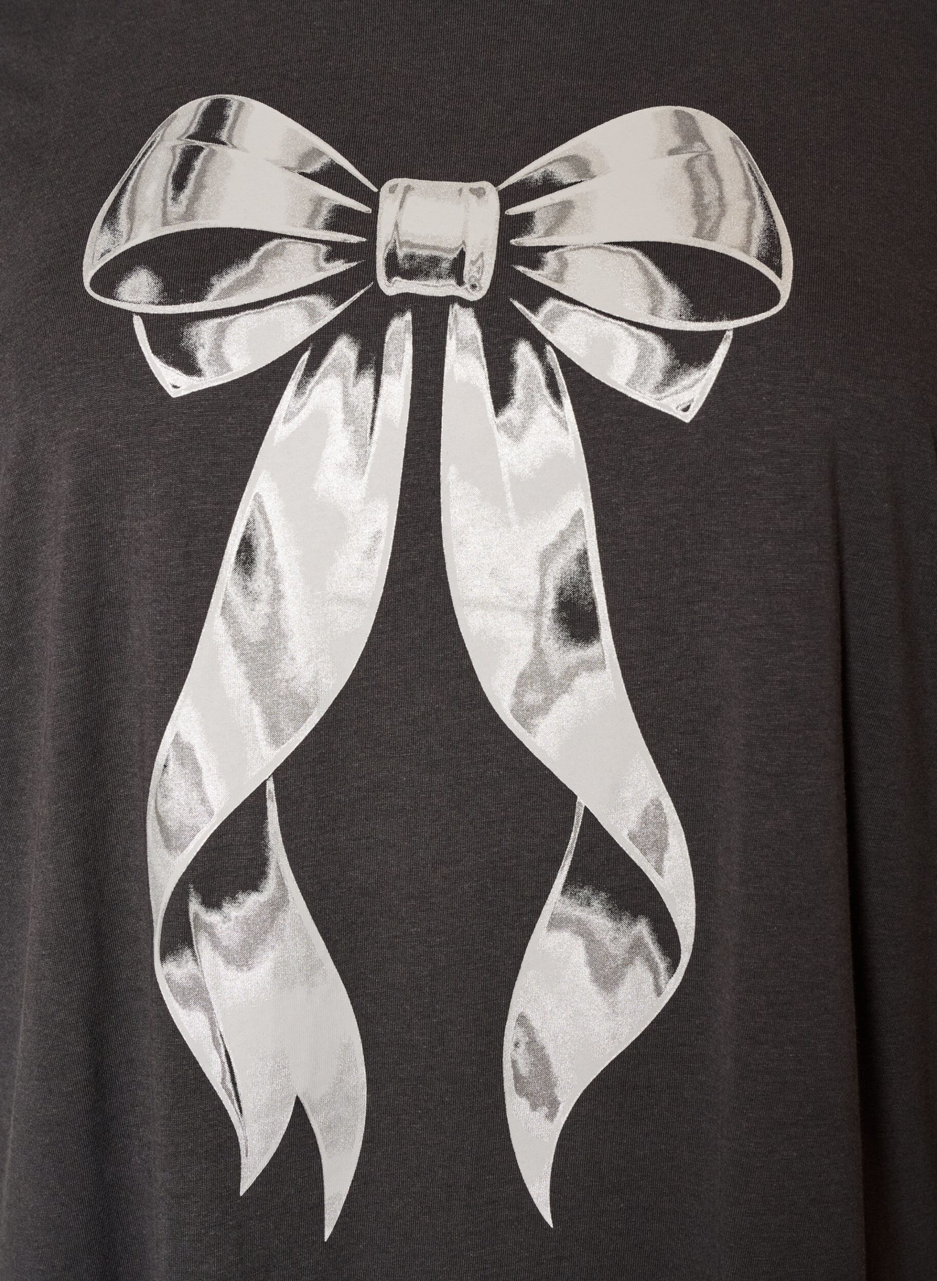 ZizziT-shirt en coton avec imprim&eacute; devant, Gris anthracite, Packshot image number 2