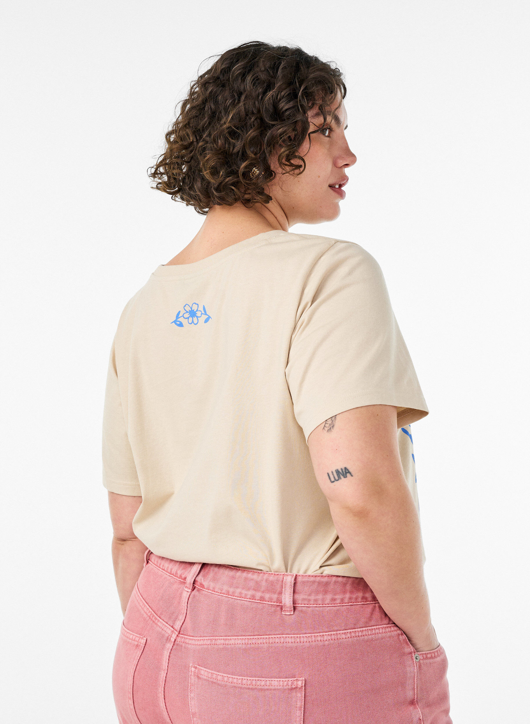 ZizziT-shirt aus Baumwolle mit Print, Beige, Model image number 2
