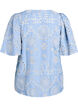 Bluse mit Broderie-Anglaise und kurzen Puffärmeln, Blau, Packshot image number 1