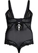 Spitzenbody mit Schn&uuml;rdetails, Schwarz, Packshot image number 1