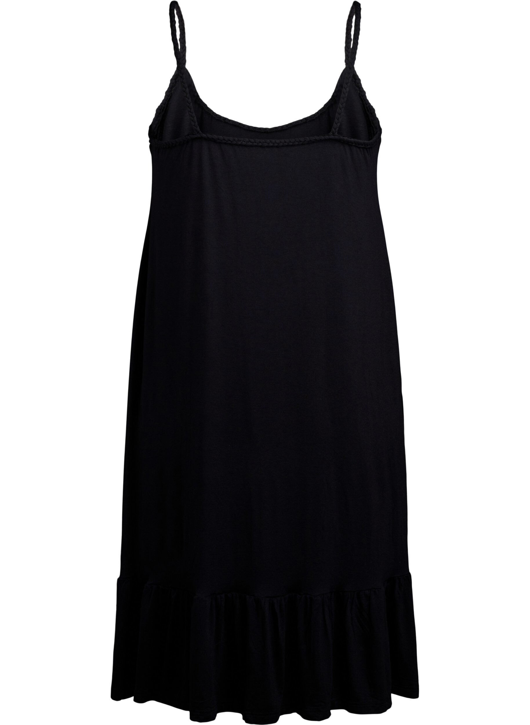 Zizzi Strandkleid aus Viskose mit geflochtenen Tr&auml;gern, Schwarz, Packshot image number 1