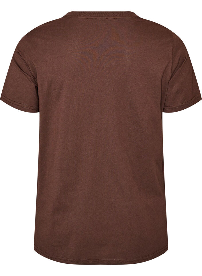 T-shirt basique en coton &agrave; col rond, Marron, Packshot image number 1