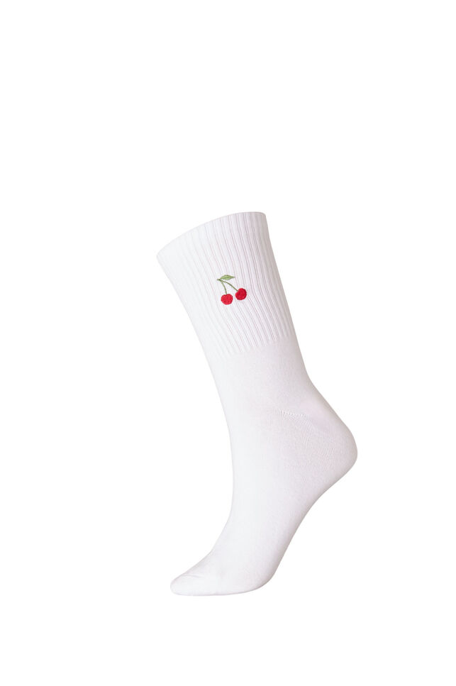 Chaussettes en coton avec motif, Blanc, Packshot image number 0