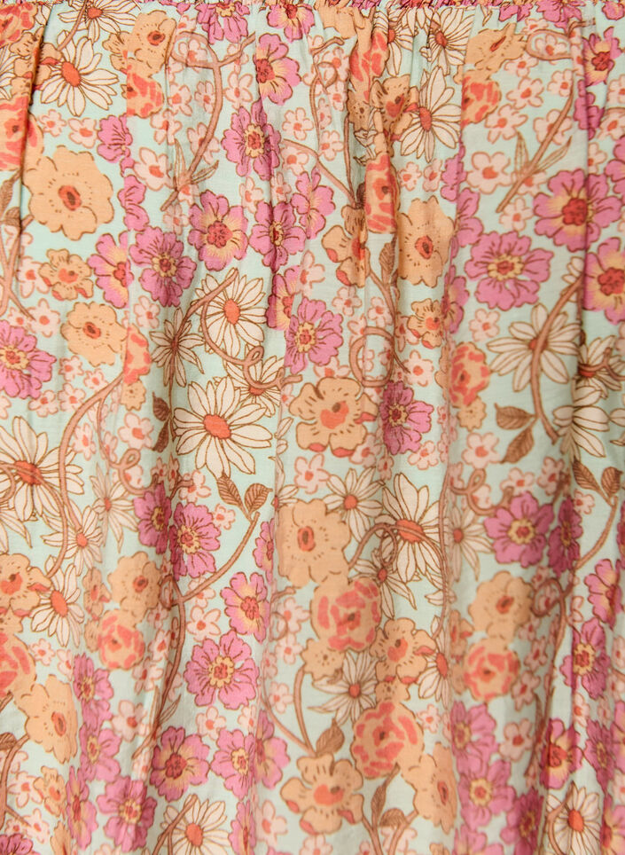 Robe courte en viscose avec smocks et imprim&eacute; fleuri, Orange, Packshot image number 2