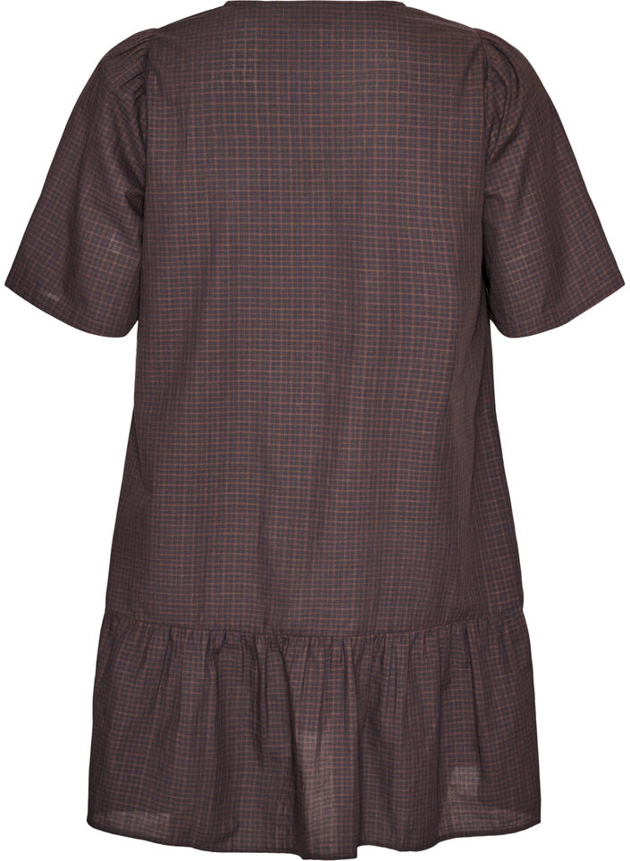 Robe courte &agrave; carreaux avec ourlet &agrave; volants, Marron, Packshot image number 1