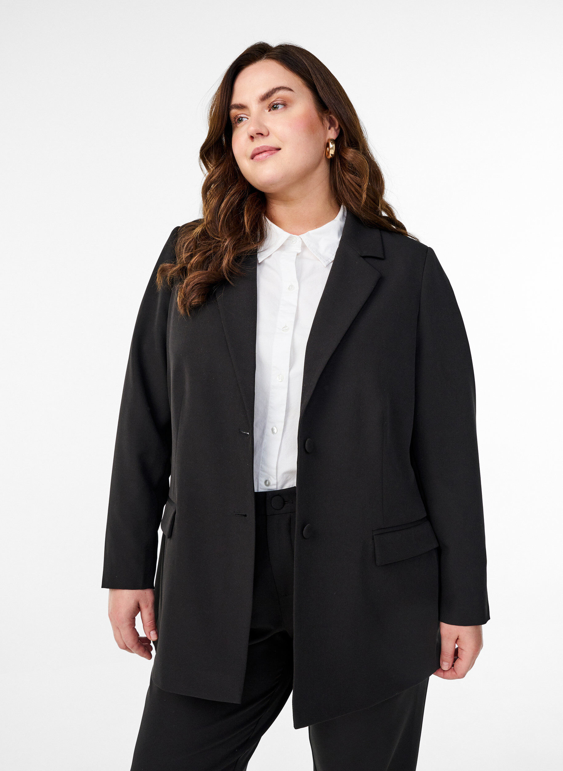 Blazer classique avec fermeture boutonn&eacute;e, Noir, Model