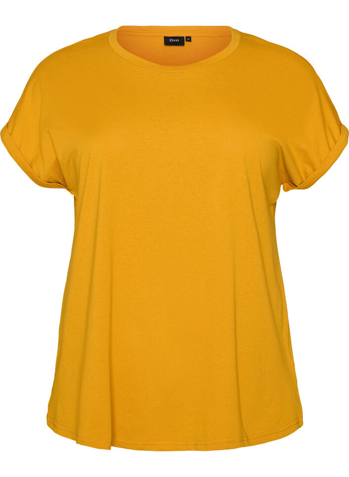 T-shirt &agrave; manches courtes en coton m&eacute;lang&eacute;, Jaune, Packshot image number 0