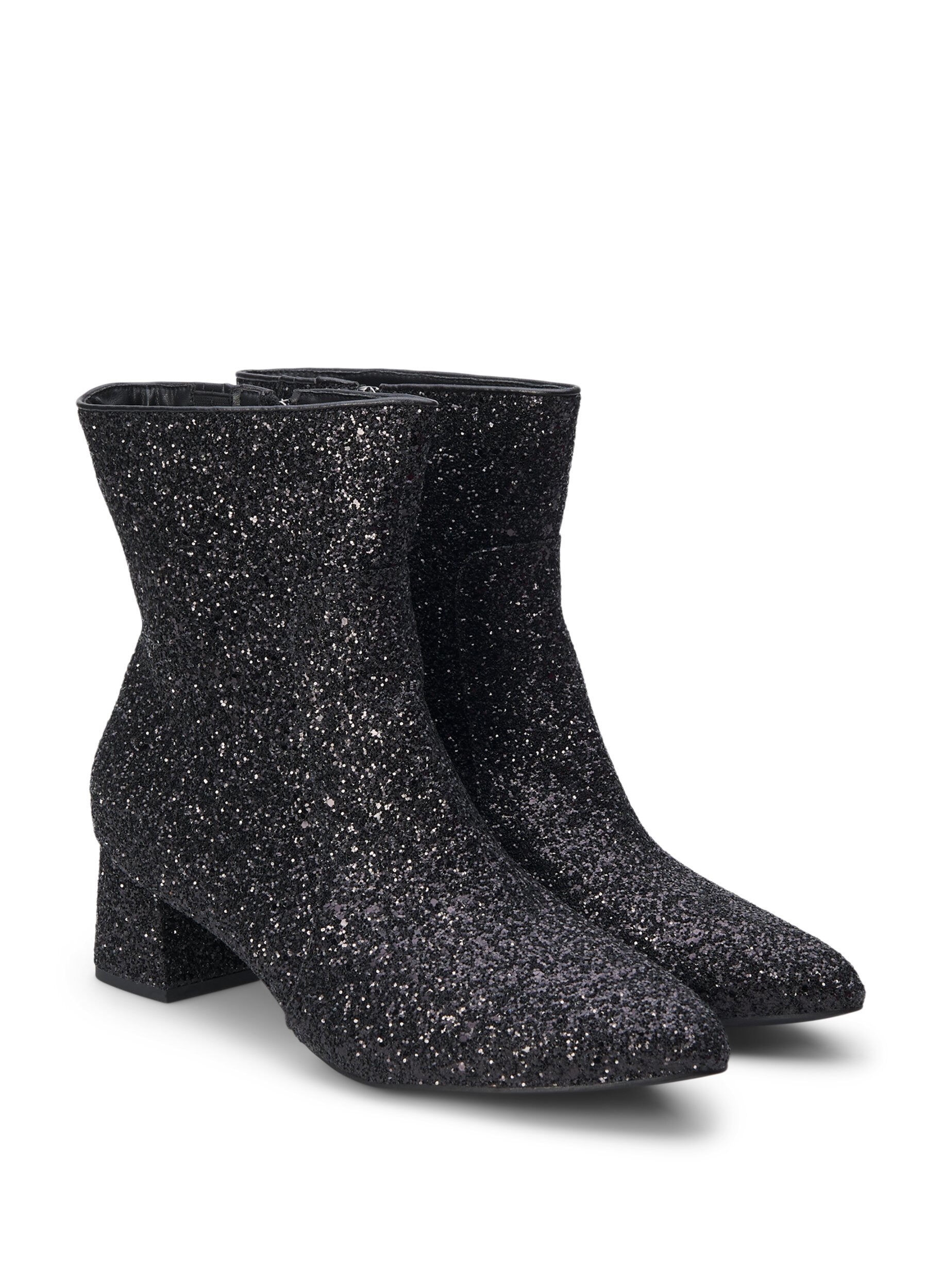 Zizzi Extra-Weite &ndash; Glitzer-Stiefelette, Black, Packshot image number 1