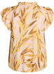 Blouse en viscose &agrave; imprim&eacute; feuillage avec volants, Jaune, Packshot image number 1