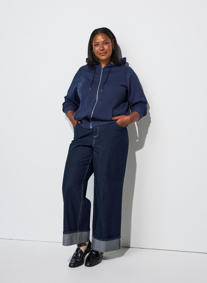 Kapuzensweatshirt mit Rei&szlig;verschluss und Taschen, Blau, Model image number 1