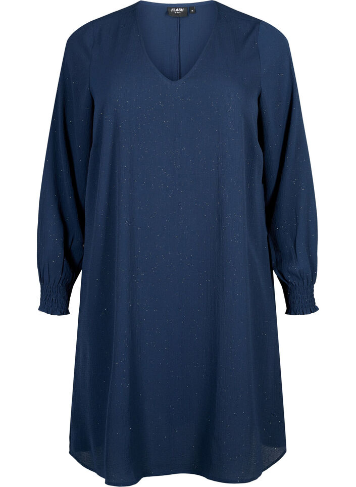 FLASH - Robe à manches longues scintillante, Navy w. Gold , Packshot image number 0