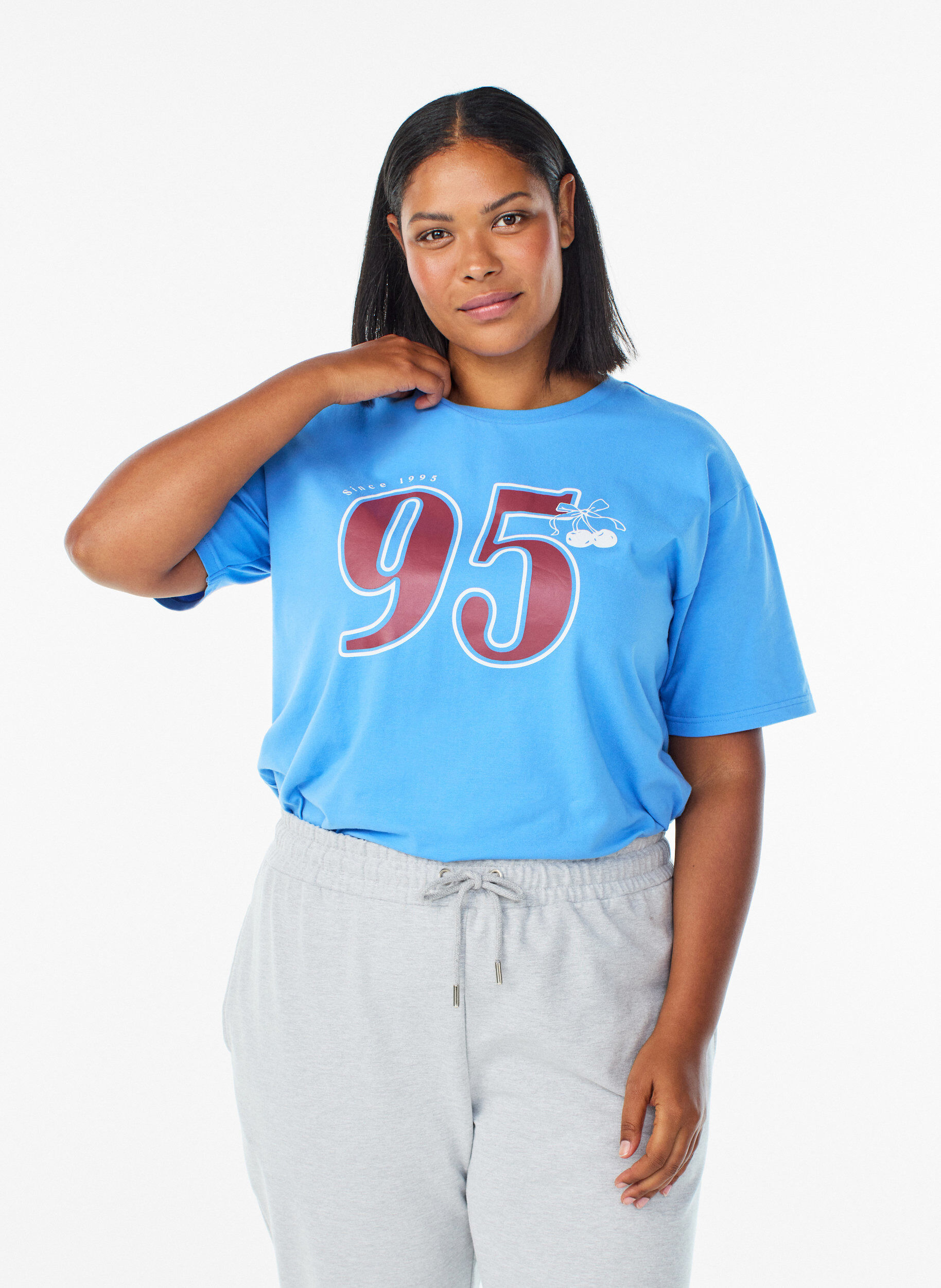 T-shirt sportif en coton bio, Bleu, Model