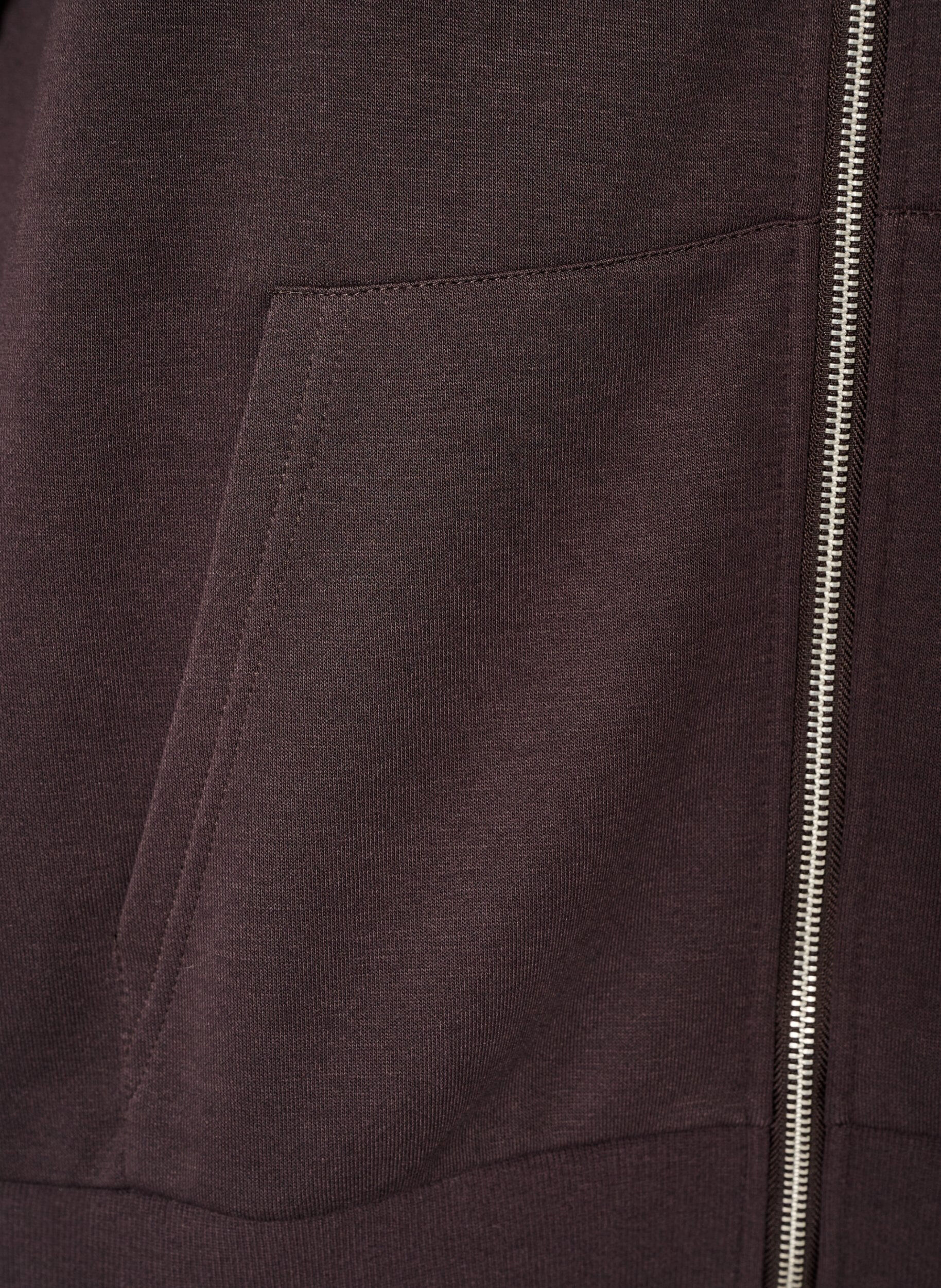 ZizziKapuzensweatshirt mit Rei&szlig;verschluss und Taschen, Braun, Packshot image number 3