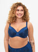 Soutien-gorge à armatures rembourré avec de la dentelle, Bleu, Model image number 0