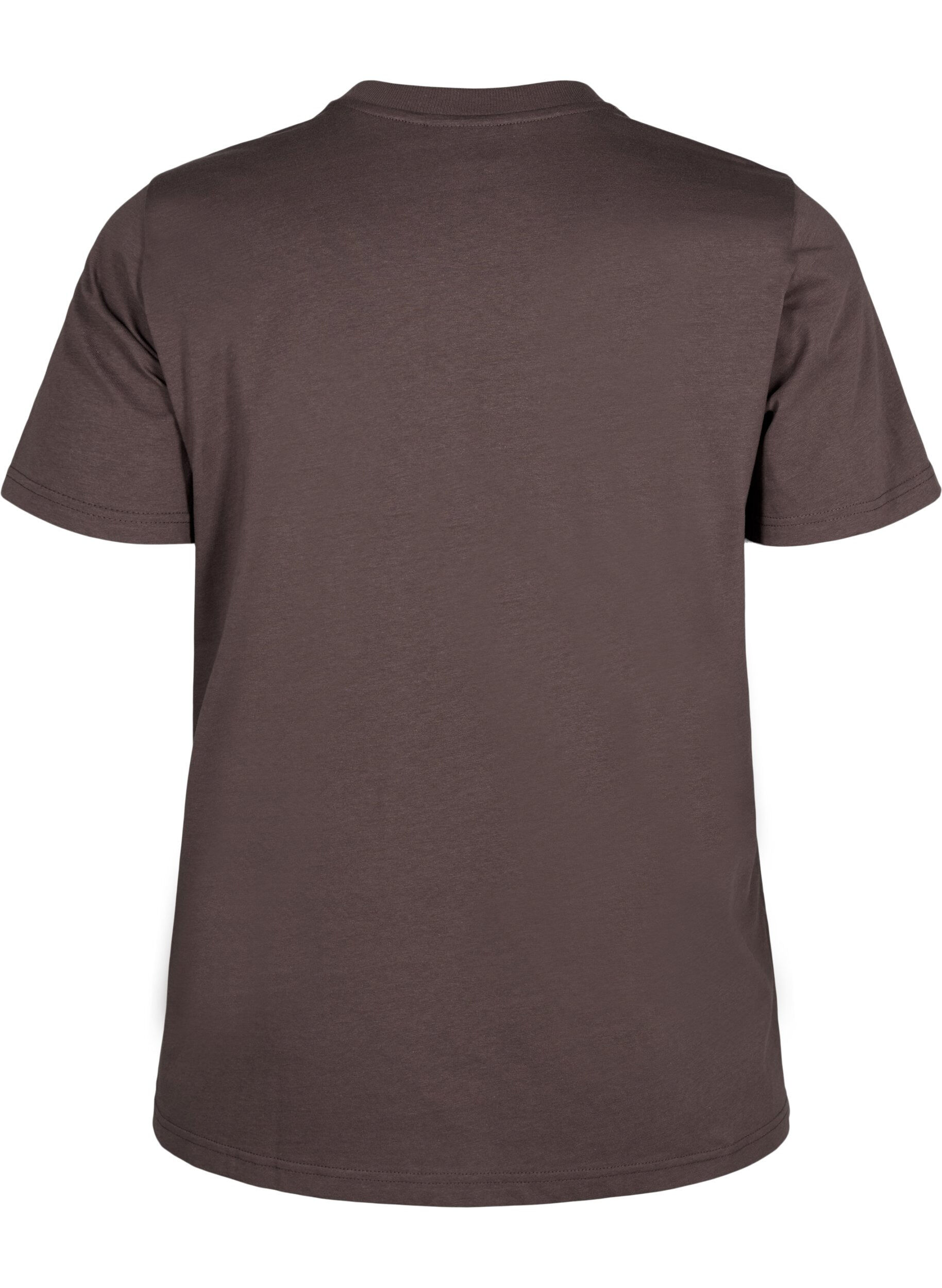 Zizzi Basic-T-Shirt aus Baumwolle mit Rundhalsausschnitt, Braun, Packshot image number 1