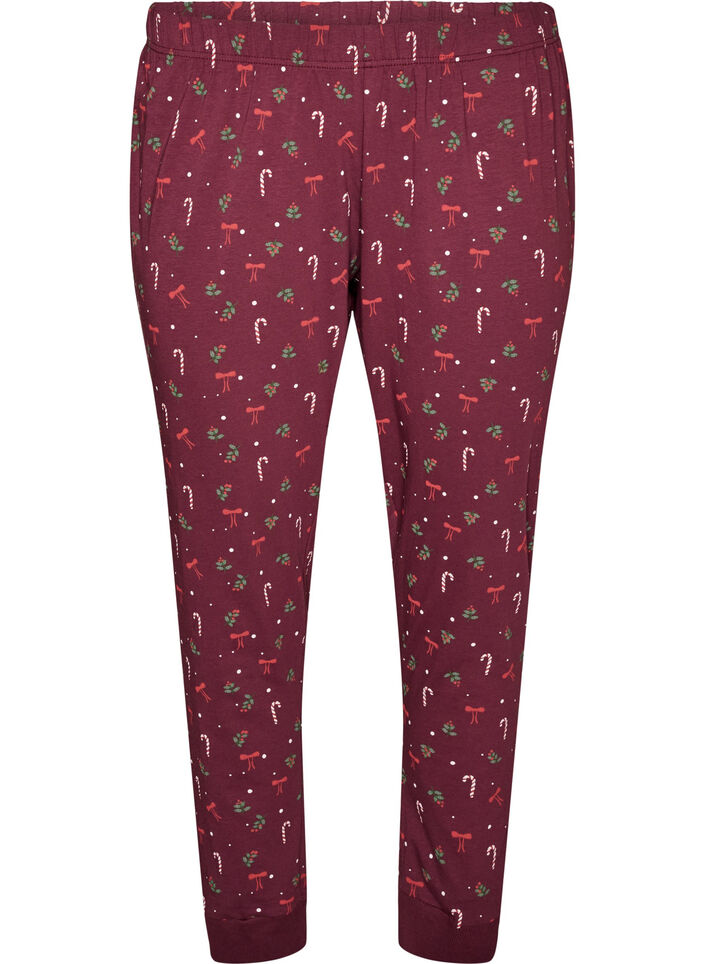 Bedruckte Pyjamahose, Dunkles Bordeaux, Packshot image number 0