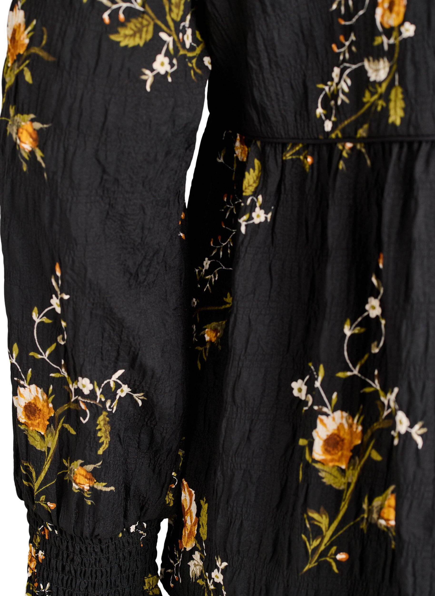 ZizziChemisier &agrave; manches longues avec imprim&eacute; floral, Noir, Packshot image number 3