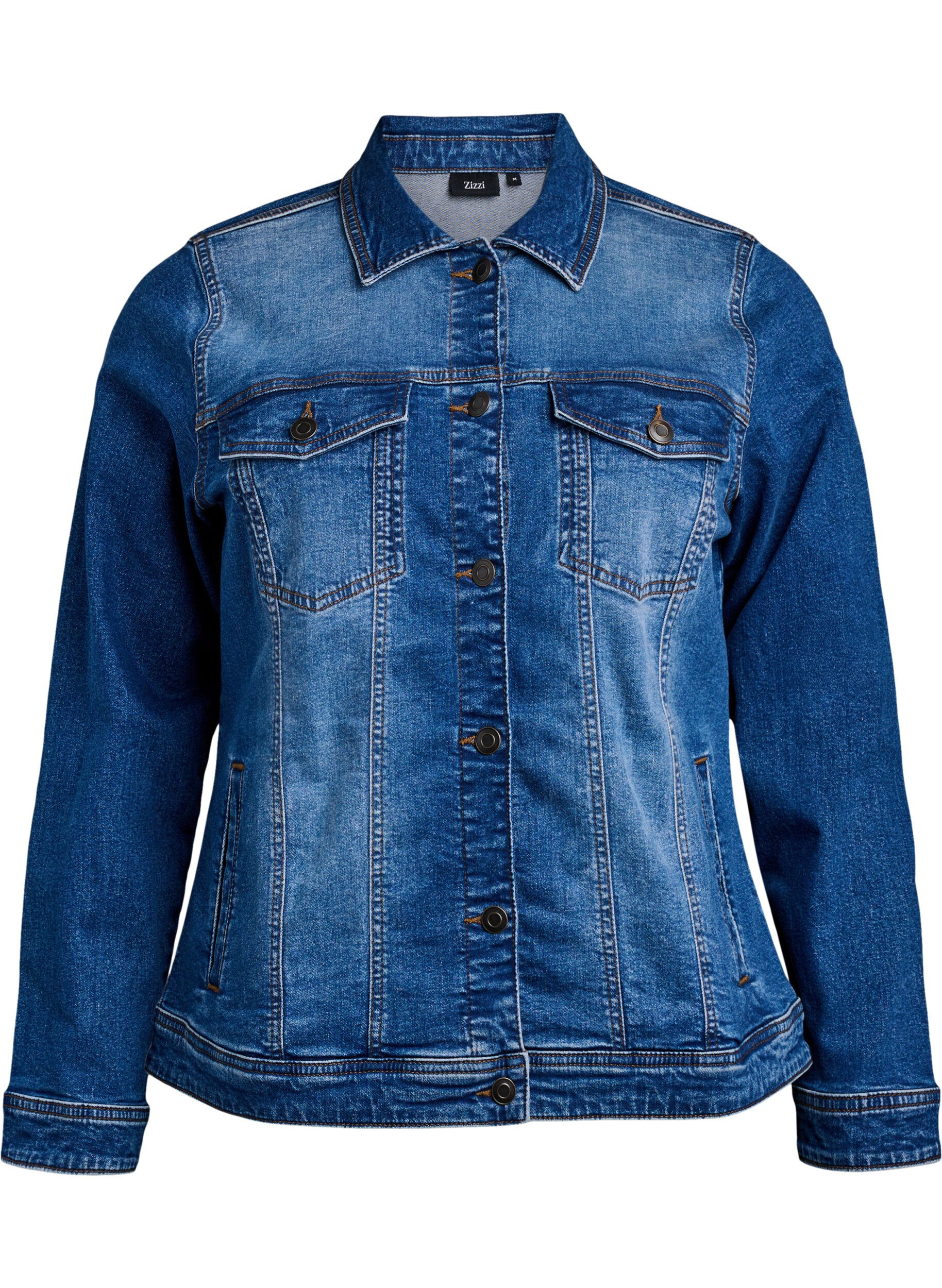 Zizzi Jeansjacke im klassischen Schnitt, Blau, Packshot image number 0