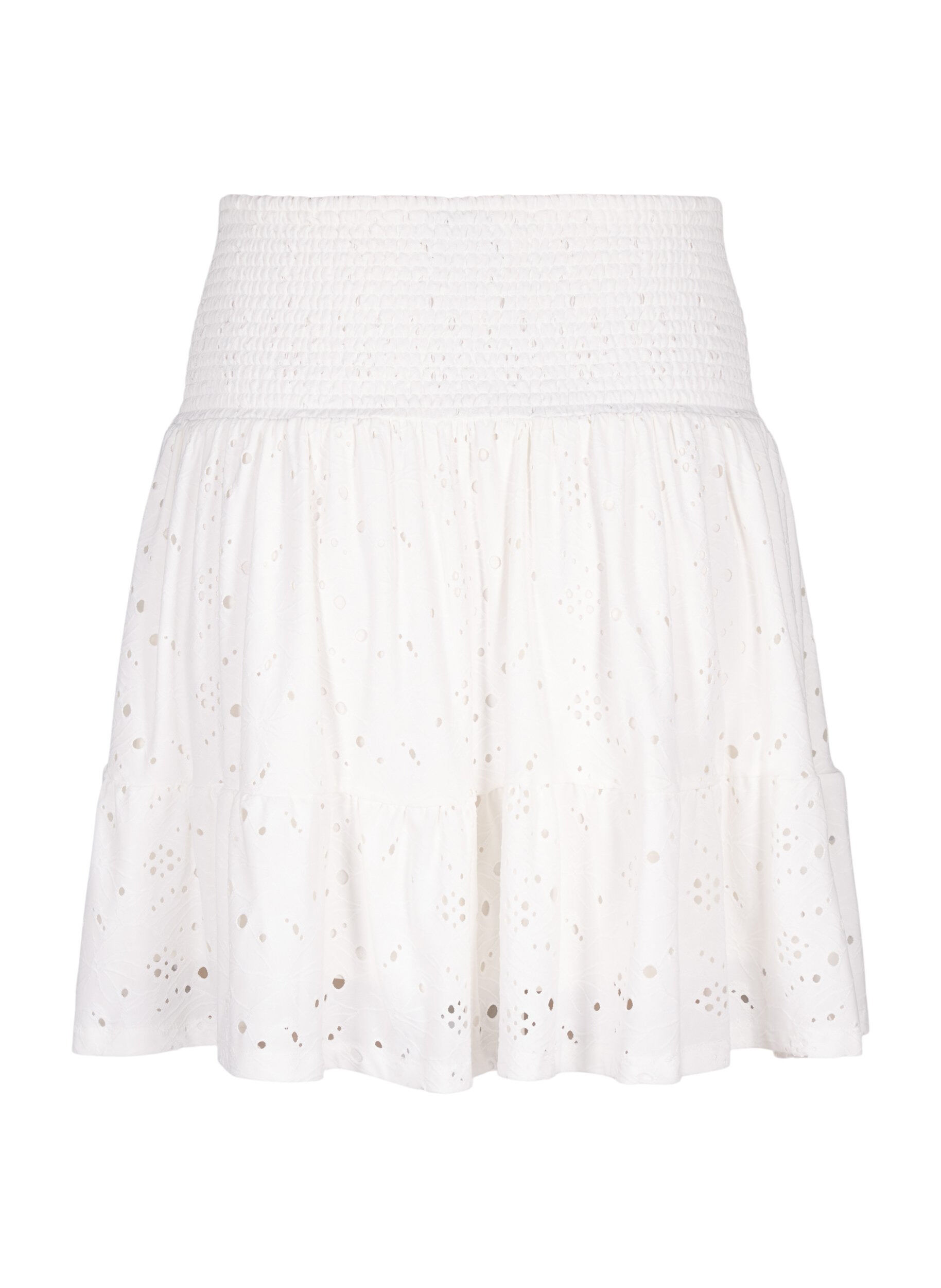 Zizzi Jupe smock avec motif &agrave; trous, Bright White, Packshot image number 1