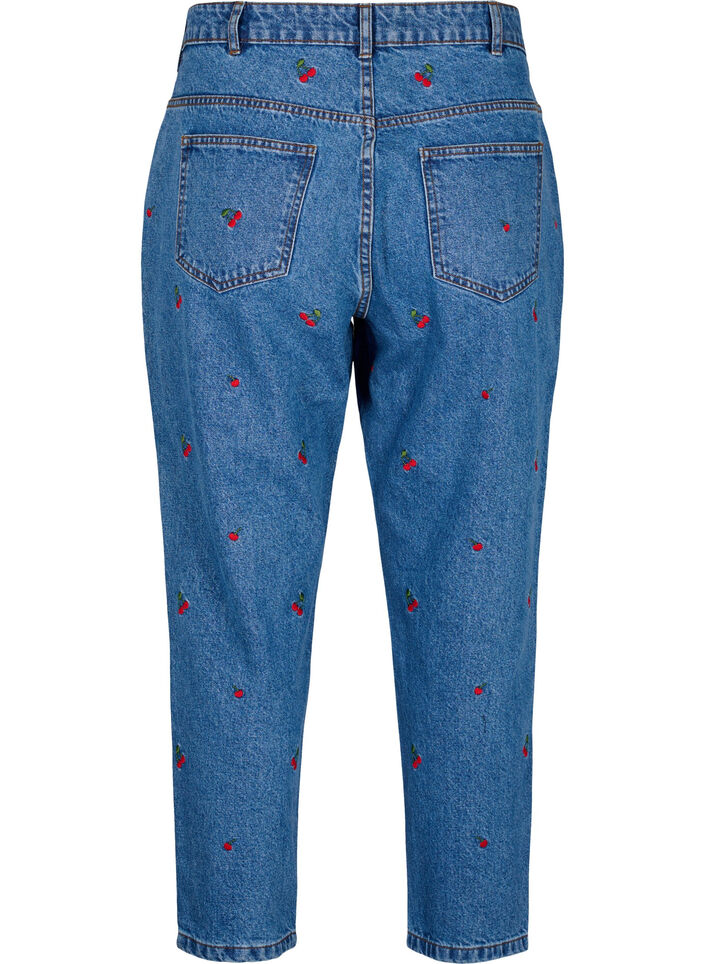 Mille Mom Fit Jeans mit Stickerei, Blau, Packshot image number 1