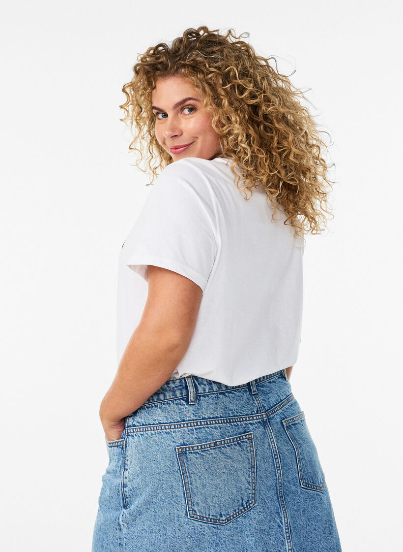 T-shirt en coton bio avec imprim&eacute; agrumes, Blanc, Model image number 2