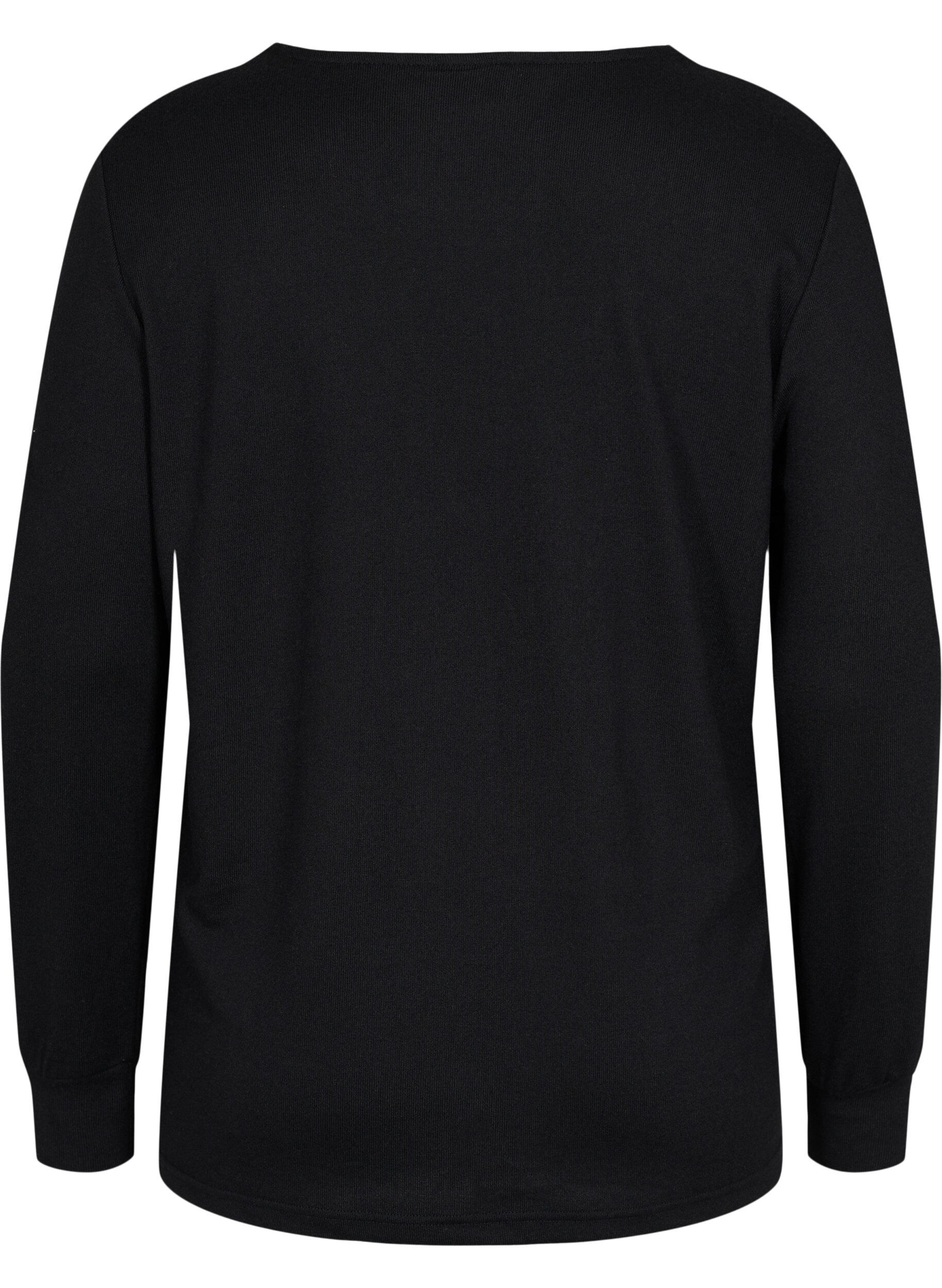 Zizzi Chemisier &agrave; manches longues avec d&eacute;tails en dentelle, Black, Packshot image number 1