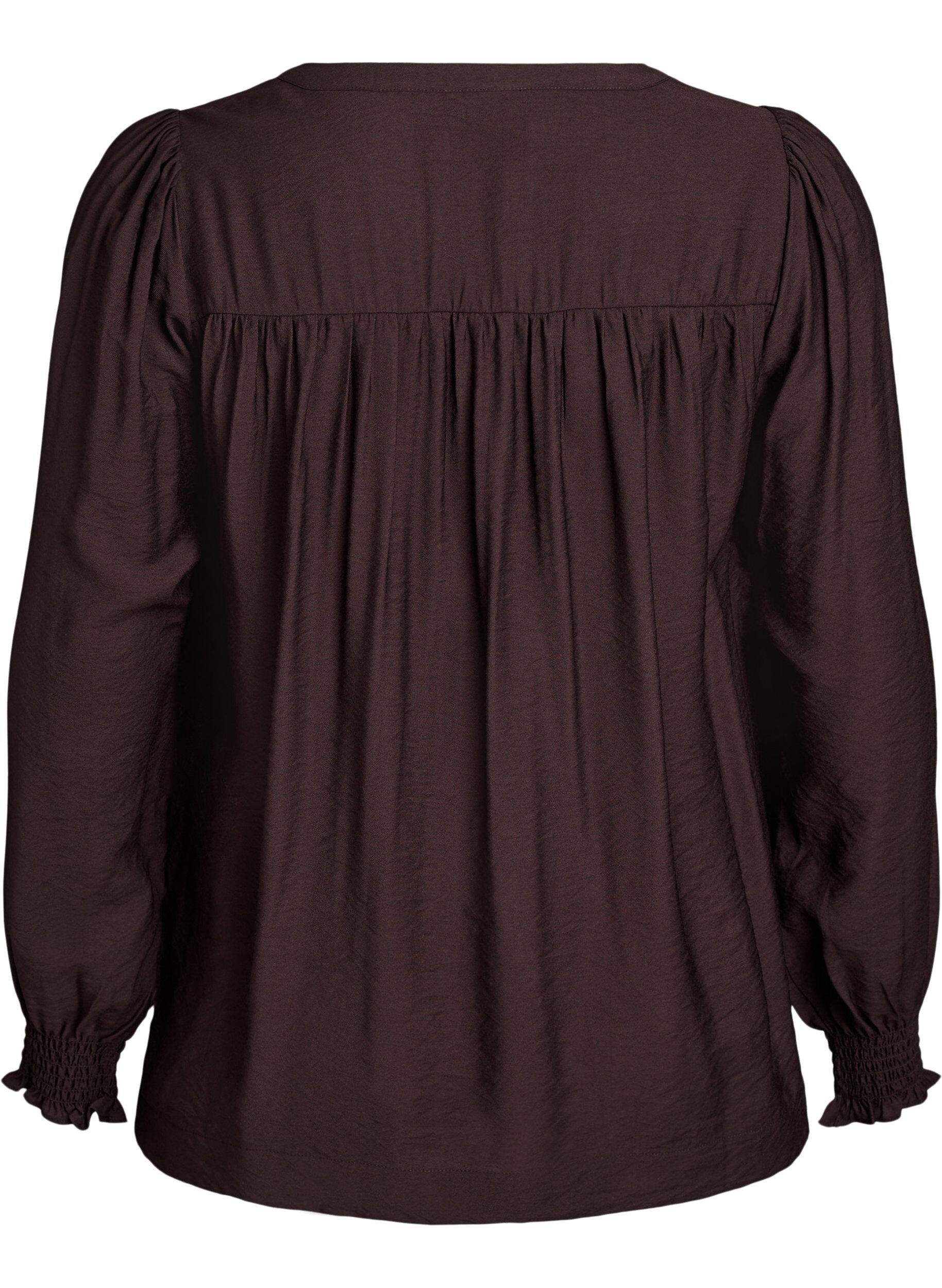 ZizziBlouse en viscose avec smock et d&eacute;tails fronc&eacute;s, Marron, Packshot image number 1