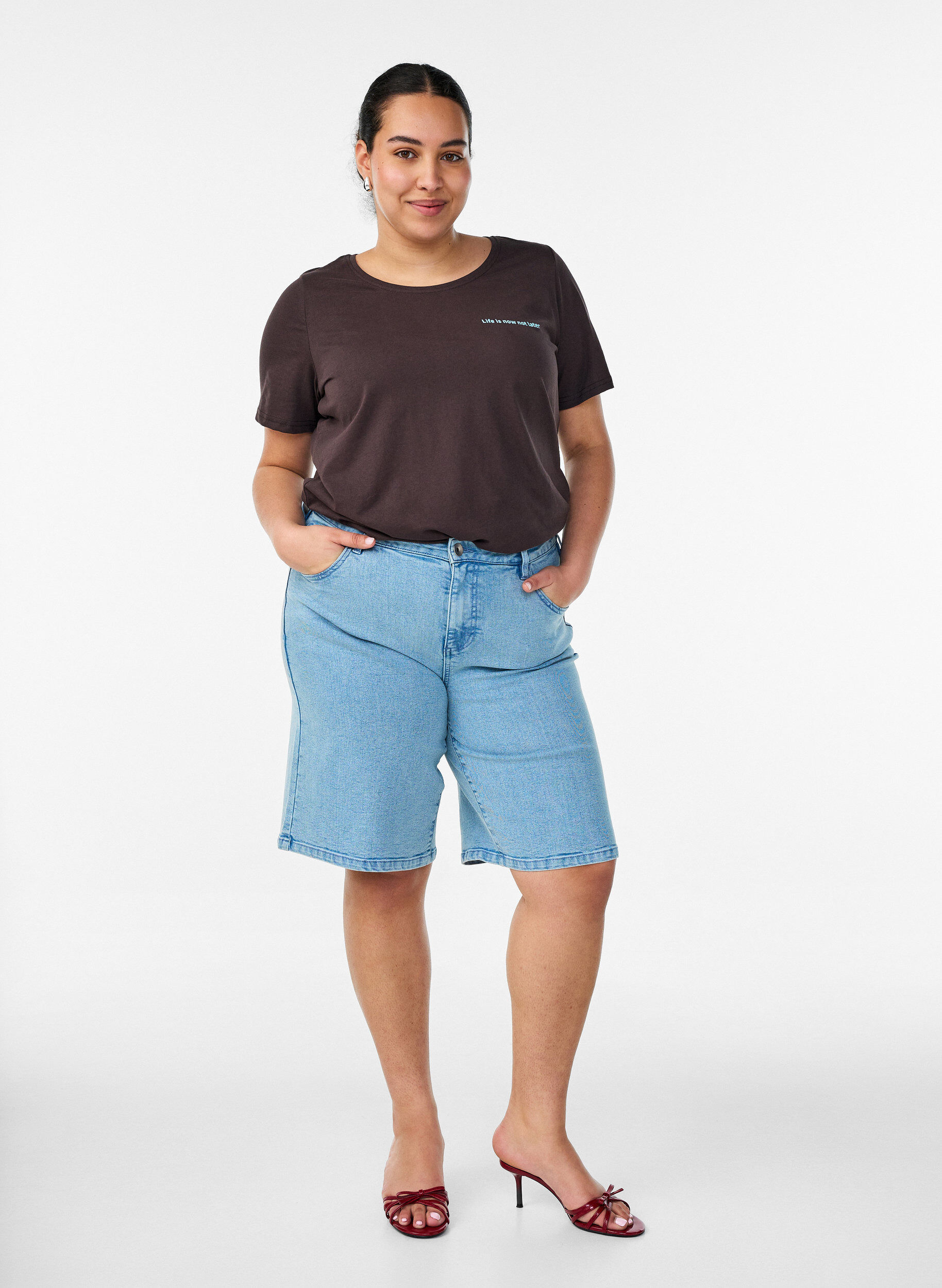 ZizziT-shirt imprim&eacute;, Marron, Model image number 1