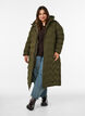 Doudoune longue &agrave; capuche avec motif vagues, Vert Kaki, Model image number 1
