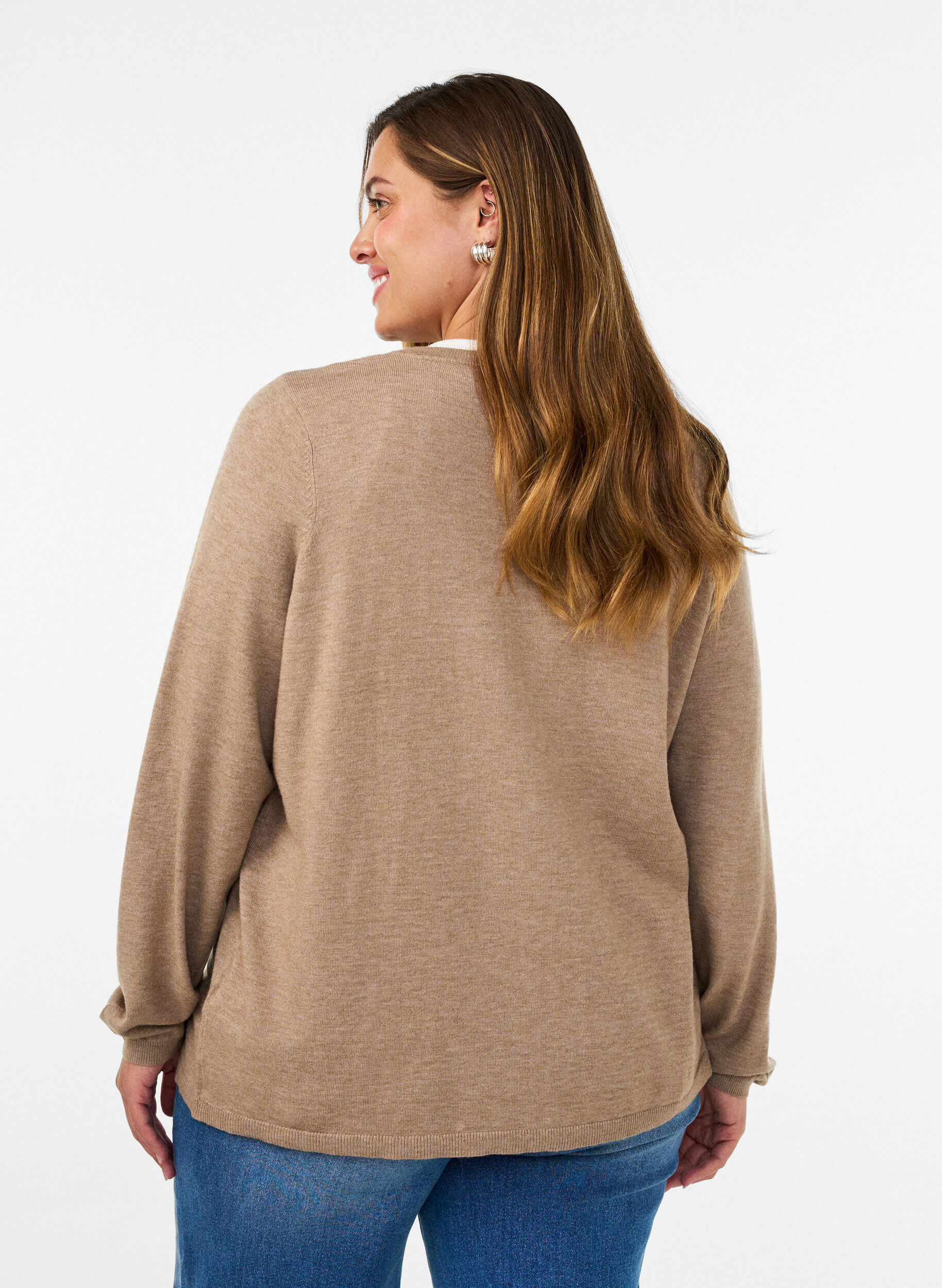 ZizziCardigan mit runden Kn&ouml;pfen, Beige, Model image number 2