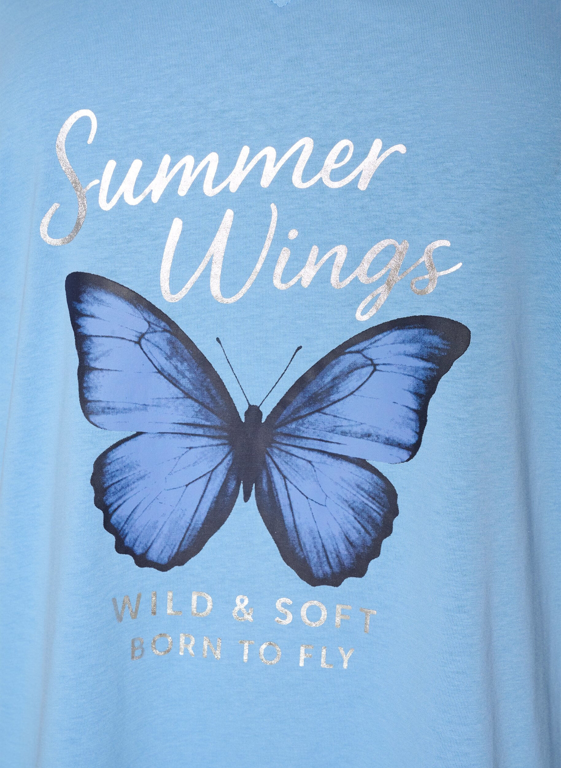 ZizziT-shirt en coton avec imprim&eacute; sur le devant et col en V, 0698, Packshot image number 2
