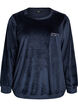 Blouse en velours avec texte brod&eacute;, Bleu, Packshot image number 0