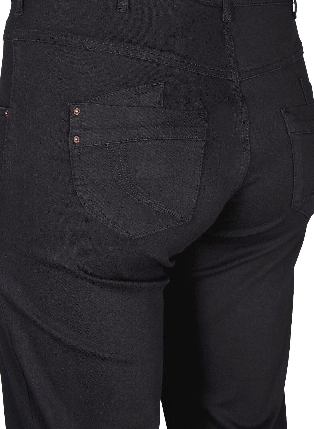 Zizzi Regular Fit Gemma Jeans mit hoher Taille, Schwarz, Packshot image number 3