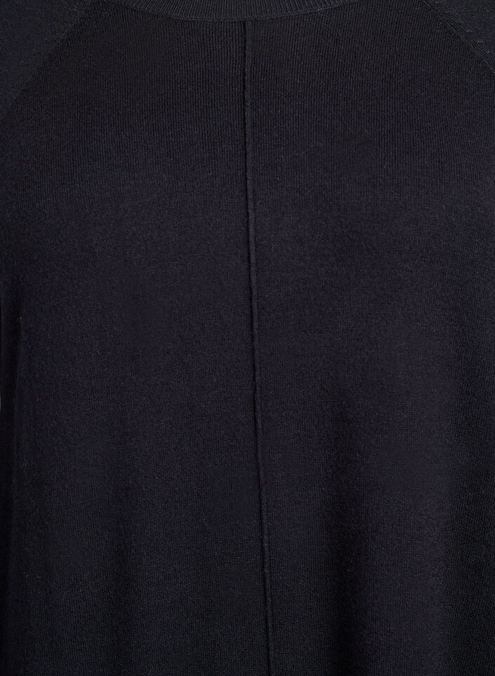Strickkleid mit Raglan&auml;rmeln und Mittelnaht, Schwarz, Packshot image number 2